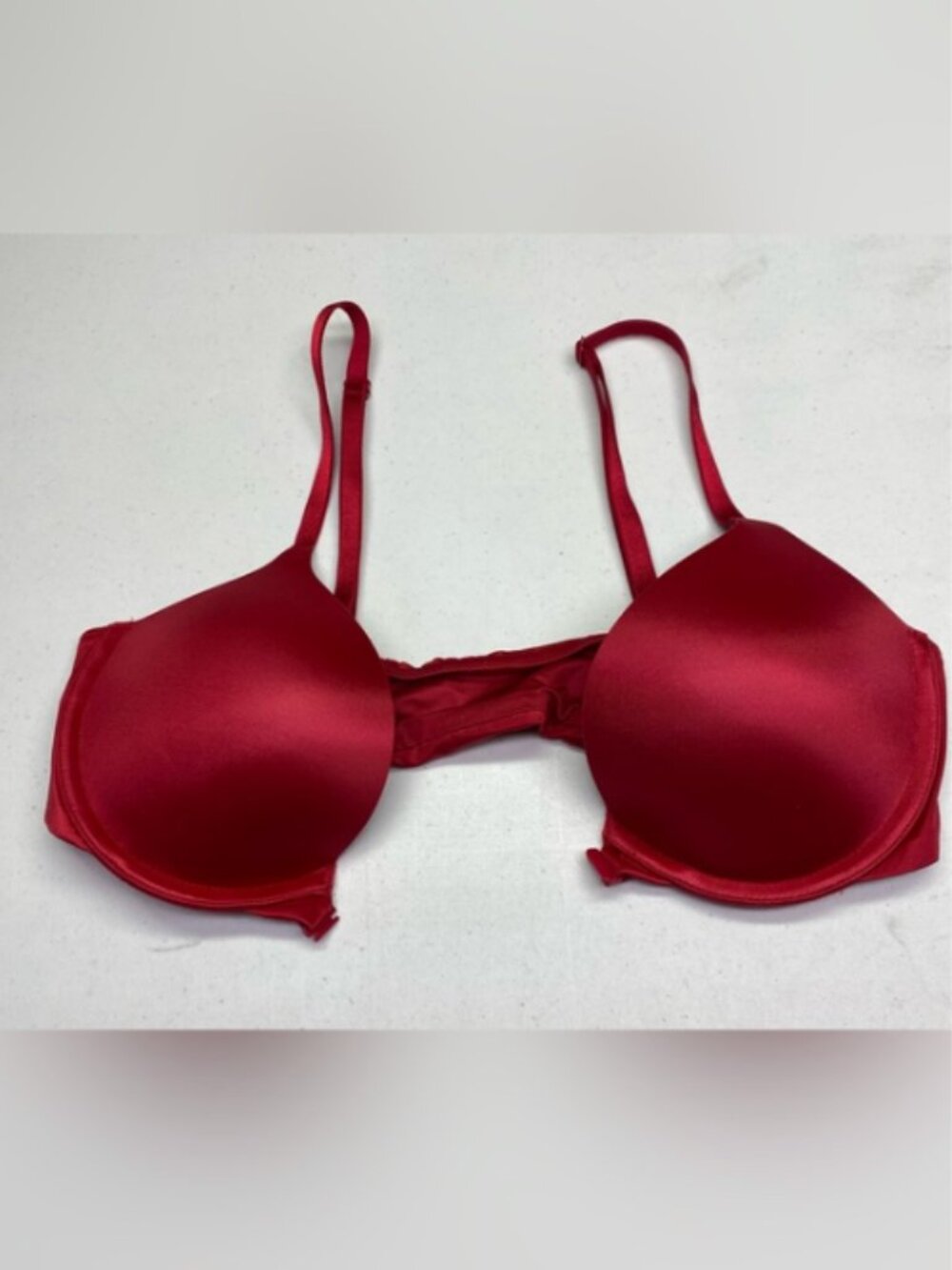 Victoria's Secret Very Sexy Red Satin Lace-Up Sides Push-Up Bra 34B *P1042